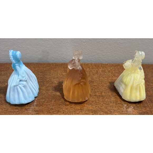 Three Vintage Boyd Art Glass Colonial Woman Doll LOT, Two Iridescents - Picture 4 of 14